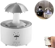 Umbrella Humidifier,Umbrella Diffuser With Rain Effect,Portable With Remote Umbrella Waterfall Humidifier,10 Oz 7-Color Led Rotating Aroma Diffuser,Suitable For Home,Office (White)