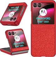 [BENTOBEN] Compatible Motorola Razr Plus Case 2023 Glitter, Bling Motorola Razr+ 2023 Case, Luxury Protective Phone Case for Motorola Razr Plus 2023 Case Motorola Razr 40 Ultra, Red