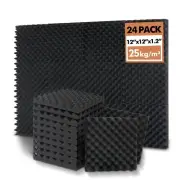 24 Pack Acoustic Panels, 12x12x1.2 Inches Egg Crate Acoustic Foam Panels, Sou...