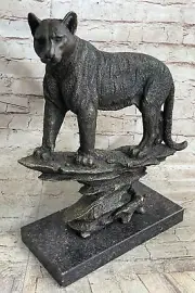 Art Deco Wildlife by Bugatti Mountain Wild Sitting Lion Bronze Figurine Deal