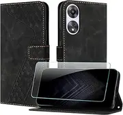 [JayModCase] Mobile Phone Case for Oppo A78 5G / Oppo A58 5G with Screen Protector, Flip Wallet PU Leather Oppo A78 5G Case [Card Slot] [Magnet] [Stand] 360 Shockproof Protective Case - Black