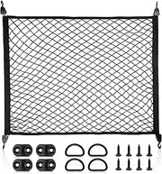 RED WOLF Car Boot Net 80 x 60 cm Extends to 160 x 110 cm, Highly Elastic Universal for Car SUV Rear Organiser Boot Mesh Bag Luggage Net with Mounting Hooks D-Rings