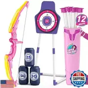HYES Bow and Arrow for Kids, LED Light Up Archery Set with 12 Suction Cup Arr