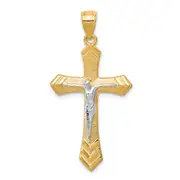10k Yellow w/Rhodium Passion Crucifix Pendant