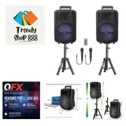 8-Inch TWS Bluetooth Stereo PA System with 2 8" Speakers, 2 Microphones, 2 St...