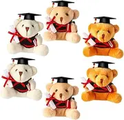 ERINGOGO 6Pcs Plush Bear Keychain Cute Cartoon Graduation Bears Pendant Soft Stuffed Animal Key Holder for Backpack Purse Luggage Present for Students