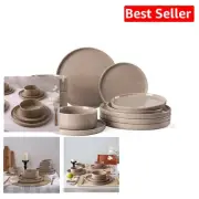 Durable & Chic 12-Piece Stoneware Dinner Set - Scratch Resistant & Stackable
