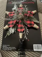 christmas tree topper star Buffalo plaid New