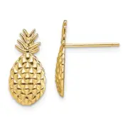 14k Yellow Gold Textured Pineapple Stud Earrings 1.38gm L-16mm, W-7.75mm