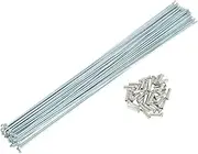 X AUTOHAUX 14G J Bend Bicycle Spokes 14G 294mm Length Bike Wheel Spokes with Nipple for MTB Wheel Spokes Silver Tone Carbon Steel Galvanized 36 Set