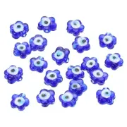 12mm Evil Eye Beads, 33 Pcs Turkish Evil Eye Charm Flower Spacer, Dark Blue