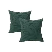 2pc Cloud Linen Riviera Cotton/Feather 50cm Embroider Cushion Set Square Teal