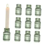 Glass Taper Candle Holders: 10 PCS Green Vintage Candle Holder Candlestick