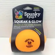 Spunky Pup Squeak & Glow In The Dark Football Dog Toy Fetch Float Orange