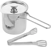 BEBEMOKO 1 set Deep Frying Pot Stainless Steel Fryer Kit with Ergonomic Food Tongs and Lid for Chips Vegetables Meat and More for Home Cooking