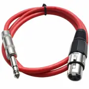 SEISMIC AUDIO Red 1/4" TRS to XLR Female 3' Patch Cable