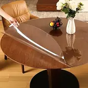 ETECHMART Dia. 42 Inch Clear Round Table Cover, 2mm Thick Round Plastic Table Protector, Waterproof PVC Tablecloth, Vinyl Circle Table Top Protector for Coffee Table, Dining Room Table