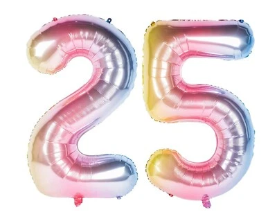16" 25 Gradient Unicorn Pink Foil Number Balloons Birthday Party Princess Decor