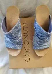 NWB Coconuts by Matisse Women's "Tower" Light Blue Denim Wedge Sandals Size 7 M