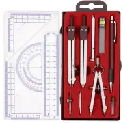 Compass Geometry Tool, 13PCS Compass and Protractors Set Math Geometry Brown