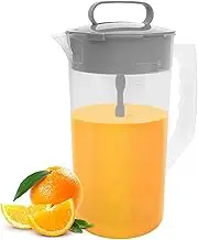 Mixing Pitcher for Drinks,2.1qt/67.6oz Mixing Water Pitcher with Lid,Plastic Blades & Adjustable Mixer Plunger, Wide Mouth Drink Pitcher,Drinks Stirred Pitcher Container for Whiskey Juice Milk