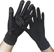 VLELA Full Finger Copper Arthritis Compression Gloves Relieve Hand Pain Swelling and Carpal Tunnel, Warmth, & Comfort, Increases Poor Circulation (L)