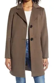 Sam Edelman Wool Blend Coat, Size 12 in Melange Brown