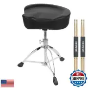 keerpusi Heavy Duty Drum Throne with Two Drumsticks, Motorcycle Style Drum Se