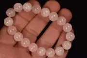 *ROSE QUARTZ* Bracelet 28.4g Round Polished Beads Elastic Healing Crystal Love
