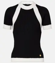 [Balmain] Balmain Ribbed-knit top UK 16 black