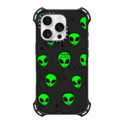 iPhone 16 Pro Bounce Case MagSafe Compatible Cute Green UFO Space Alien Drawing Pattern