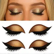 Lazy Eye Shadow Eyelash Patch, Eyeshadow and Lash Sticker, 2-in-1 Reusable Eyeshadow & Eyelash Makeup Stickers, for All Eye Shapes, 2 Pairs Gold