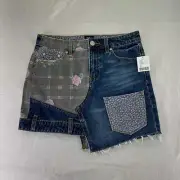 NWT BDG Urban Outfitters Jean Mini Skirt Asymmetrical Patchwork Womens Size S