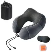 Catzon Travel Neck Pillow Premium Memory Foam for Airplane Car Office-Dark Grey
