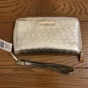 Michael Kors Quilted Metallic Multifunction Phone Wallet - Metalic Grey