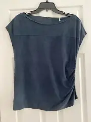 Ellie Tahari navy blue suede top sz S, org. $548