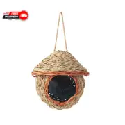 Hand-Woven Grass Bird Nest for Parrot Canary Lovebird Outdoor Hanging