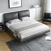 CORSO King Size Genuine Leather Bed Frame With Headboard Pillows