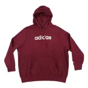 Adidas Women's Plus Size Sweatshirt Hooded Pullover Logo Comfort Casual Red New