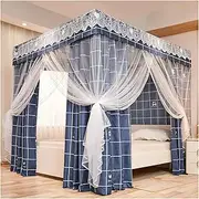 Four Poster Bed Canopy with Stand Mosquito Net Shading Bed Curtain Princess Curtains Canopy for Girls King Size Bed(Size:1.8×2m/5.9×6.6ft,Color:D.)