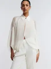 BCBG Button up cape top Size 4 (EU Size 40) Cloudy White