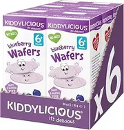 Kiddylicious Blueberry Wafers, 4 x 4g Wafers (Pack of 6)