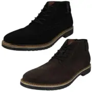 Mens Bugatti Stylish Lace Up Desert Boots With Elasticated Back - 331-83736-1400