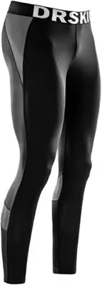 DRSKIN MEN'S COMPRESSION TIGHTS WORKOUT YOGA PANTS,BLACK/GREY , US 3XL,NEW