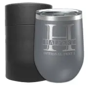 Personalized 12oz (17 Colors) Powder Coated Stainless Steel Stemless Wine Tum...