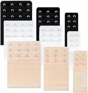 [CJESLNA] Women's Elastic Bra Extenders, 9PCS 3 Rows 2 Hooks/3 Hooks/4 Hooks/Adjustable Bra Extenders, Women's Soft and Comfortable Stretch Lingerie Bra Strap Extenders (White/Black/Khaki)