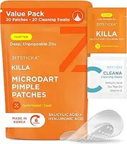 ZitSticka Killa Acne Patches for Face - World's Most Potent Pimple Patch with Fast-Acting Microdarts - Starts Working within 2 Hours for Deep, Early-Stage Zits - 20 Count