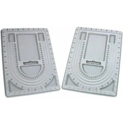 2 Grey Flocked Bead Stringing Design Boards Board Beading Trays 13"