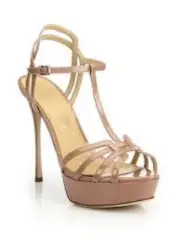 NIB Sergio Rossi Ines Nude Taupe Patent Leather Platform Heels 38.5 $825 NEW!!