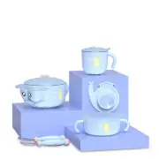RUSHAN L-SCJ001 Happyduck 5PCS Baby Insulation Tableware Set Kids Bowl Spoon Fork Salad Bowl Milk Cup From Xiaomi Youpin PURPLE COLOR